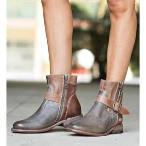 NEW BEDSTU becca mason short boots in taupe rustic/tan leather